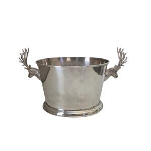 Pottery Barn Silverplate Large Stag Ice Bucket Deer Antler Party Wine Champagne